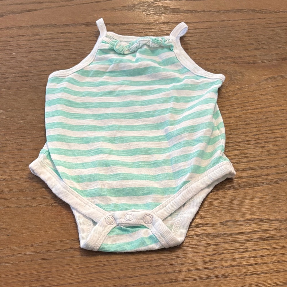 Joe Fresh Aqua and White Striped Bodysuit